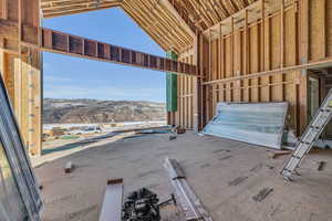 Interior space with a mountain view