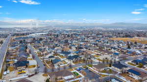 Drone / aerial view featuring a mountain view