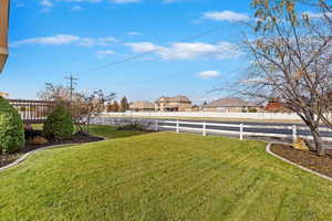 View of yard with a deck