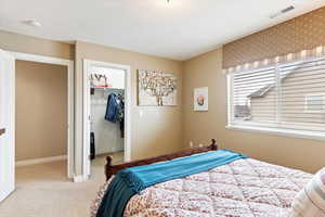 Bedroom #3 featuring a spacious closet, a closet, and carpet flooring