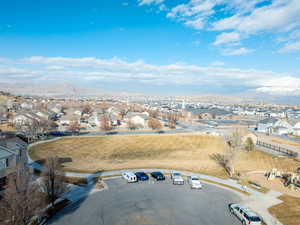 Aerial view featuring a mountain view