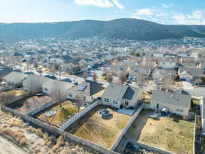 Drone / aerial view with a mountain view