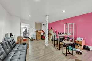 Playroom featuring hardwood / wood-style flooring