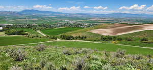 Birds eye view of property with a mountain view