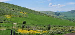 Property view of mountains with a rural view