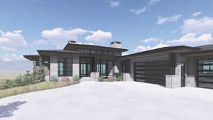 Exterior space with a garage