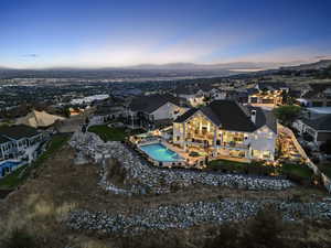 View of aerial view at dusk