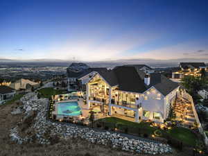 View of aerial view at dusk