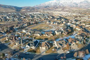 Bird's eye view with a mountain view