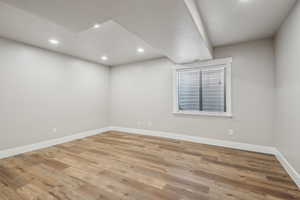 Empty room with light wood-type flooring