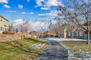 View of tail featuring a mountain view and trail.