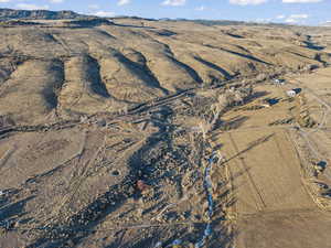 Drone / aerial view with a mountain view