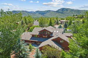 Birds eye view of property with a mountain view