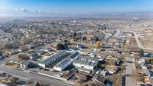 Drone / aerial view with a mountain view