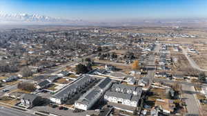 Aerial view featuring a mountain view