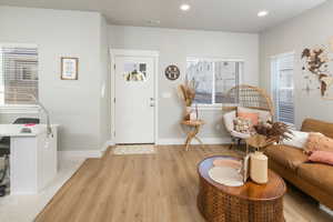 Entryway featuring light wood-type flooring