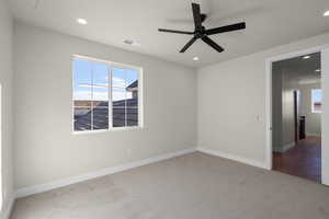 Bedroom featuring ceiling fan