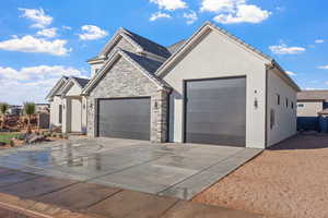 View of front of property with a garage