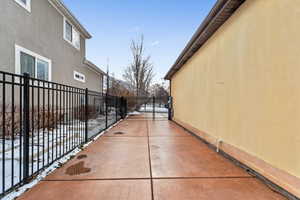 View of snow covered patio