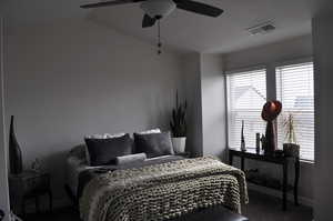 Bedroom featuring ceiling fan