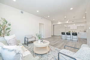 Living room featuring light wood-type flooring