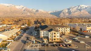 Drone / aerial view with a mountain view