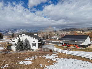 Exterior space with a mountain view