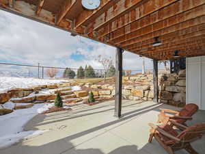 View of snow covered patio