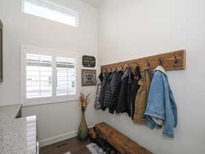 Mudroom featuring dark hardwood / wood-style floors