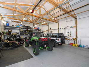 Garage featuring a garage door opener