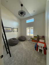 Playroom with carpet flooring