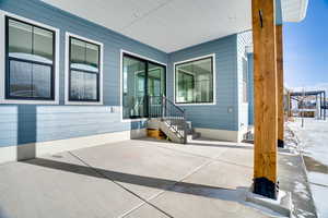 View of snow covered patio