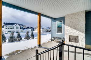 View of snow covered patio