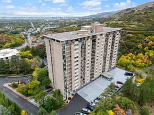 Aerial view featuring a mountain view