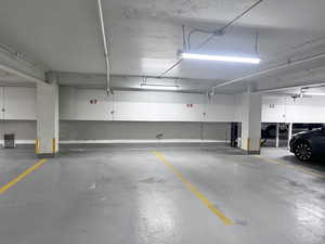 View of garage spaces