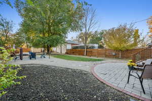 Xeriscaped backyard with a patio area