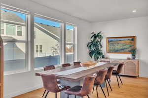 Dining space featuring light wood-type flooring