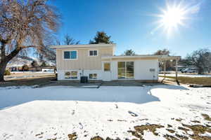 View of snow covered property