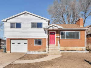 Split level home with a garage