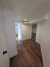 Interior space featuring dark hardwood / wood-style floors