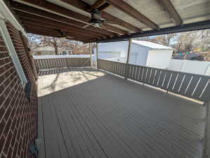 Large covered wooden deck