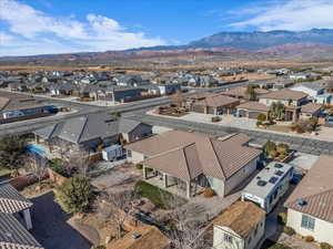 Drone / aerial view featuring a mountain view