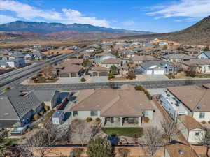 Drone / aerial view with a mountain view