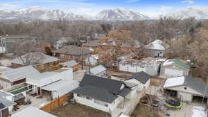 Drone / aerial view with a mountain view