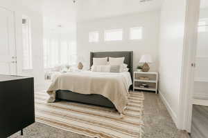 Bedroom with carpet flooring