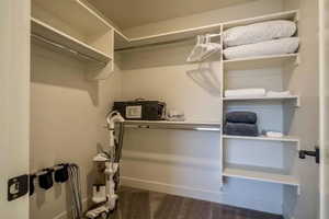 Spacious closet with carpet floors