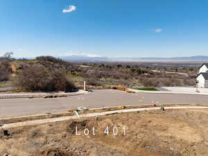 Aerial view featuring a mountain view