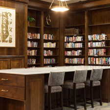 Interior space featuring wood walls