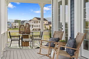 Balcony with a mountain view