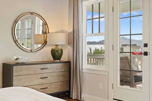 Bedroom with a mountain view